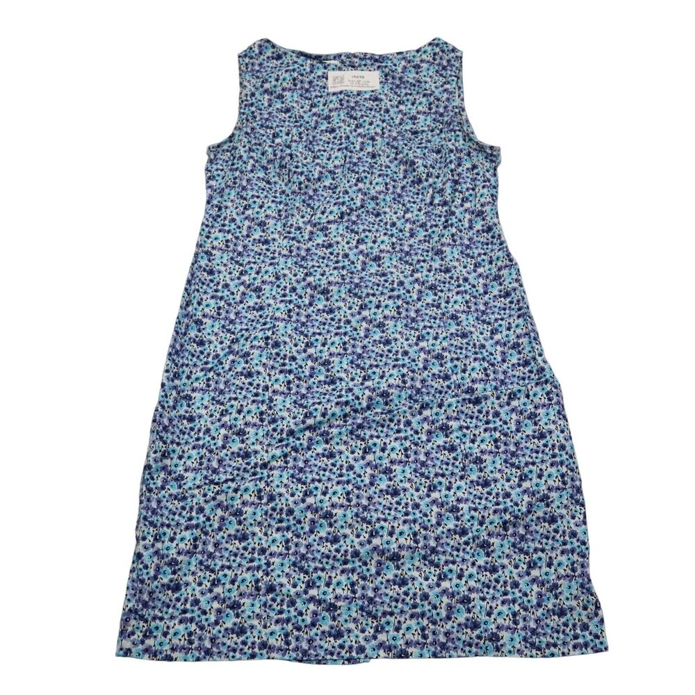 Betsy Lauren Dress Womens 12P Blue Petite Sleeveless Boat Neck Zip Mini Dress
